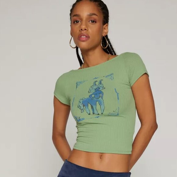 Urban Outfitters Tops - NWT UO Kimchi Blue Nadia Low Back Lovely Creature Graphic Baby Tee